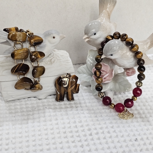 Tiger's Eye Bracelets and Pendant Bundle Set Vintage - Picture 2 of 14
